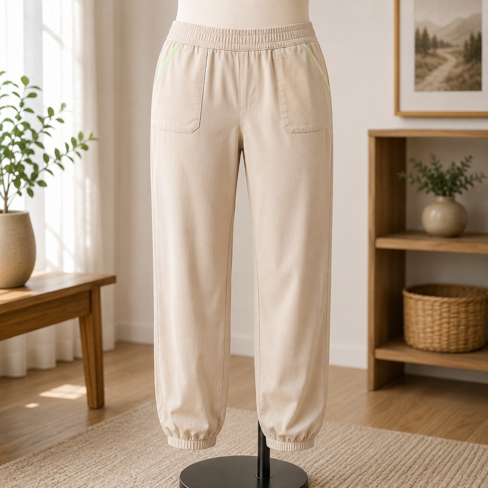 Denim & Co. Active Joggers Womens 1X Tan Elastic Waist Pocket Sweatpants